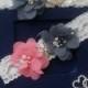 Wedding leg garter, Wedding accessoaries, Bridal accessoary, Gray wedding garter, Chiffon Flower Rhinestone Lace Garters