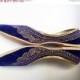 15%SummerCelebration Royal Blue shoes/Velvet Shoes/Gold Embroidered Designer Shoes/Navy Blue Ballet Flats/Women Shoes/Wedding Shoe