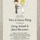 PRINTED or DIGITAL Bride and Groom Stick People Rehearsal Wedding Shower Invitations 5x7 Customized Design 0.82 each