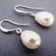 Silver Swarovski Teardrop Pearl Dangle Earrings- simple, everyday, bridal jewelry, bridesmaids gifts, available in gold.