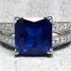 Princess cut 5.62 cts Blue Sapphire CZ w/ White CZ stones solid 925 sterling silver engagement wedding ring size 5 6 7 8 9 10 Women's ring