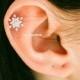 CZ Snowflake Tragus Earring, Snow Winter Theme,Snowflake Piercing,tragus earring,cartilage earring,tragus jewelry,upper ear earring, GJA028