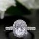 2.10 Carat Center Halo Engagement Ring-Oval Cut Diamond Simulants-Bridal Ring-Anniversary Ring-Wedding Ring-925 Sterling Silver-R39751