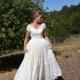 Vintage  Wedding Dress Prairie Style Farm or Barn Wedding Dress Cahill Beverly Hills Size Sm