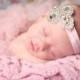 Light Pink, Rhinestone Baby Headband Perfect for Photo Prop, Christenings, Weddings or Special  Occasions.COMES In Other COLORS as Well