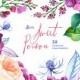 Sweet Poison: 28 Watercolor Elements, hydrangea, roses, poppy, wedding invitation, floral, greeting card, diy clip art, purple flowers