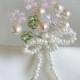 Bouquet of gems bridal hair pin, Crystal and pearl bridal hair pin, Wedding hair pin, Floral crystal hair pin