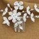 Flora Bridal Headpiece Crystal Wedding Hair Comb Sterling Silver Ivory Pearls Comb