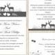 DIY Wedding Invitation Template Set Editable Text Word File Download Printable Reindeer Invitation Gray Wedding Invitation Black Invitations