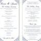 Wedding Program Template DIY Editable Text Word File Download Program Blue Program Floral Program Printable Wedding Program 4x9.25inch