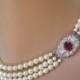 RUBY Bridal Choker, Pearl Choker, Pearl Necklace, Mother of the Bride, Bridal Jewelry, Great Gatsby, Jewelry Wedding Jewelry, Pearl And Ruby