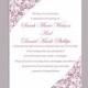 DIY Wedding Invitation Template Editable Text Word File Download Printable Invitation Eggplant Wedding Invitation Floral Invitation Purple