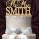 Personalized Mr and Mrs Custom Wedding Cake Topper with your last name, Rustic Monogram Wedding Mr and Mrs Cake Topper - Cake Decorations