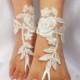 bridal anklet, ivory Beach wedding barefoot sandals, bangle, wedding anklet, free ship, anklet, bridal, wedding
