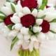 Red Rose And White Tulip Wedding Bouquet Print By Lee Avison