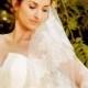 WEDDING VEIL Freya - One Tier Veil , Bridal Veil, Elbow Length Veil, Chantilly Lace Veil, Ivory Veil Made To Order
