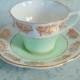 Pastel Green And Gold Gilt Teacup And Saucer Set - Vintage Teacups And Saucers