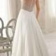 A-line Chiffon,Lace Scoop Natural Waist Sweep/Brush Train Wedding Dress - bessprom.com