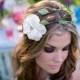 Floral Crown Bridal Halo with flower and vines- Wedding Crown, Vines and leaves, Ivory flower bloom on a hippie style  double circlet - New