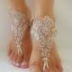 bridal anklet, pink ivory frame Beach wedding barefoot sandals, bangle, wedding anklet, free ship, anklet, bridal, wedding