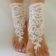 ivory Beach wedding barefoot sandals