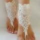ivory Beach wedding barefoot sandals, Ivory Barefoot Sandals, Sexy, Yoga, Anklet , Bellydance, Steampunk, Beach Pool