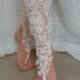 ivory Barefoot , french lace sandals, wedding anklet, Beach wedding barefoot sandals, embroidered sandals.