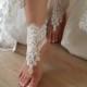 bridal anklet, ivory Beach wedding barefoot sandals, free ship, bangle, wedding anklet, anklet, bridal, wedding