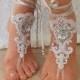 Free Ship --- bridal anklet, silver embrodeired, Beach wedding barefoot sandals, bangle, wedding anklet, anklet, bridal, wedding