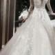 2014 Sheer Jewel Bridal Wedding Gowns with Long Sleeves Appliques/Lace Court Train Cathedral/Church Backless A-Line Wedding Dresses with Bow Online with $122.56/Piece on Hjklp88's Store 