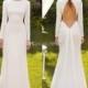 2014 Concise Elegant White Long Sleeve Sheath Wedding Dresses Jewel Backless Draped Floor-Length Wedding Dress Bride Gowns Evening/Gown Online with $103.04/Piece on Hjklp88's Store 