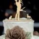 Wedding Cake Topper Silhouette Couple, Dog and cat Cake Topper, Bride and Groom Cake Topper - cake decor