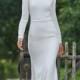 JW16081 sexy simple long sleeved backless sheath wedding dress