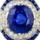 Natural Burma Sapphire And Diamond Art Deco Platinum Ring