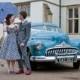 Polka Dot Blue Wedding Dress And A Baby Blue 1948 Buick…