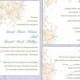 DIY Wedding Invitation Template Set Editable Text Word File Download Printable Peach Invitation Leaf Wedding Invitation Blue Invitations