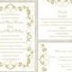 DIY Wedding Invitation Template Set Editable Text Word File Download Printable Green Invitation Olive Wedding Invitation Beige Invitations