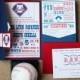 Baseball Wedding Invitation - Sport Theme - Philadelphia Baseball Style Pocketfold - Philly Red White And Blue