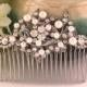 Vintage Style Rhinestone Wedding Comb, Wedding Head Piece, Silver Plated Rhinestone Headpiece, Rhinestone Leaf Wedding Hair Comb