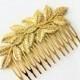 24k Gold Plated Leaf Wedding Comb, Bridal Head Piece, Gold Plated Leaf Headpiece, Gold Leaf Wedding Hair Comb, Grecian Leaf Bridal Comb