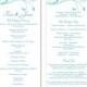 Wedding Program Template DIY Editable Text Word File Download Program Aqua Blue Program Leaf Program Printable Wedding Program 4x9.25inch