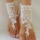 ivory beach wedding barefoot sandals sexy Barefoot french lace embroidered sandals, wedding anklet, beach wedding barefoot sandals gifts