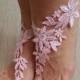 bridal anklet, pink Beach wedding barefoot sandals, bangle, wedding anklet, free ship, anklet, bridal, wedding