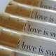 200 Printed Clear Tubes And Corks - Love Is Sweet - Candy Favor - Wedding - Party - Custom Imprints Available