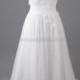 UK A-line Tulle Scoop Neck Sweep Train Appliques Lace Wedding Dresses
