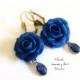 Blue Rose Drop Earrings by Nikush Studio
