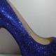 Royal Blue Crystal Wedding Shoes-Handmade Custom Bridal Shoes