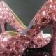 luxury pink swarovski crystal bridal wedding shoes-bling open toe heels