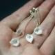 White Calla Lilies Dangle Earrings by Nikush Art Jewelry Studio