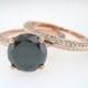 Fancy Black Diamond Engagement Ring Wedding Band Sets 14K Rose Gold 1.61 Carat  Micro Pave HandMade - New